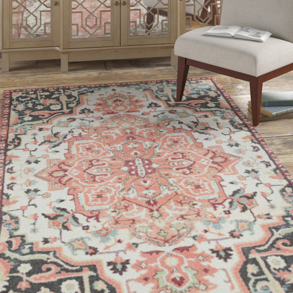 Langley Street Adline Floral Tufted Grey / Pink Area Rug & Reviews